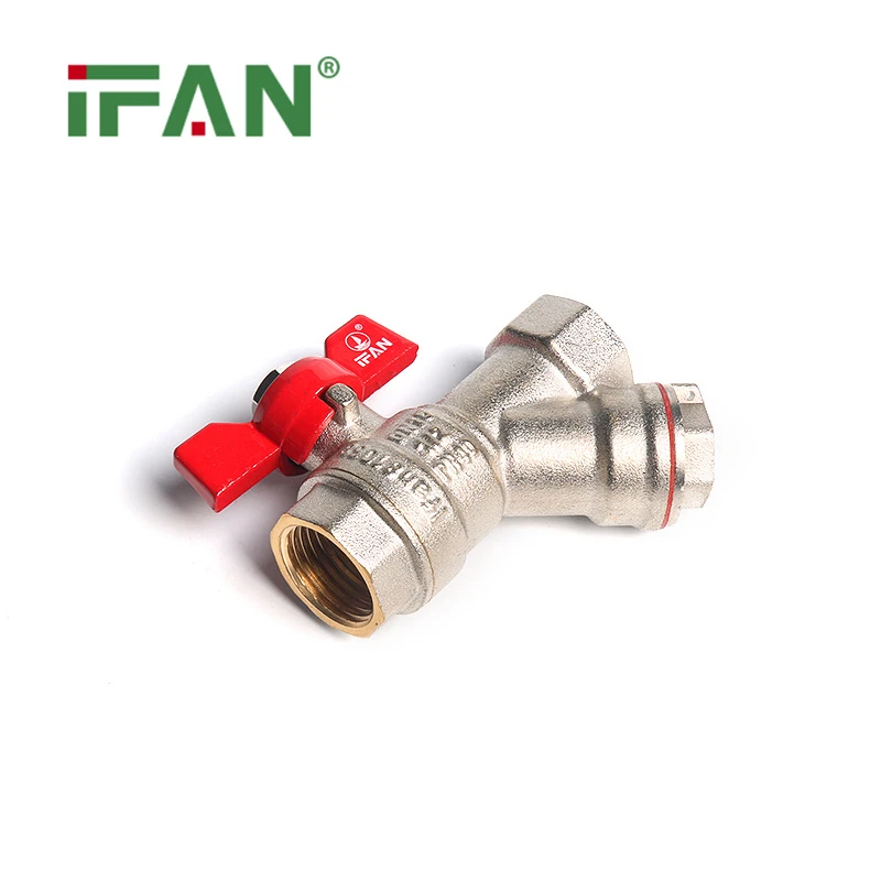 Kugelhahn aus Kupfer mit Flügelgriff und Filter